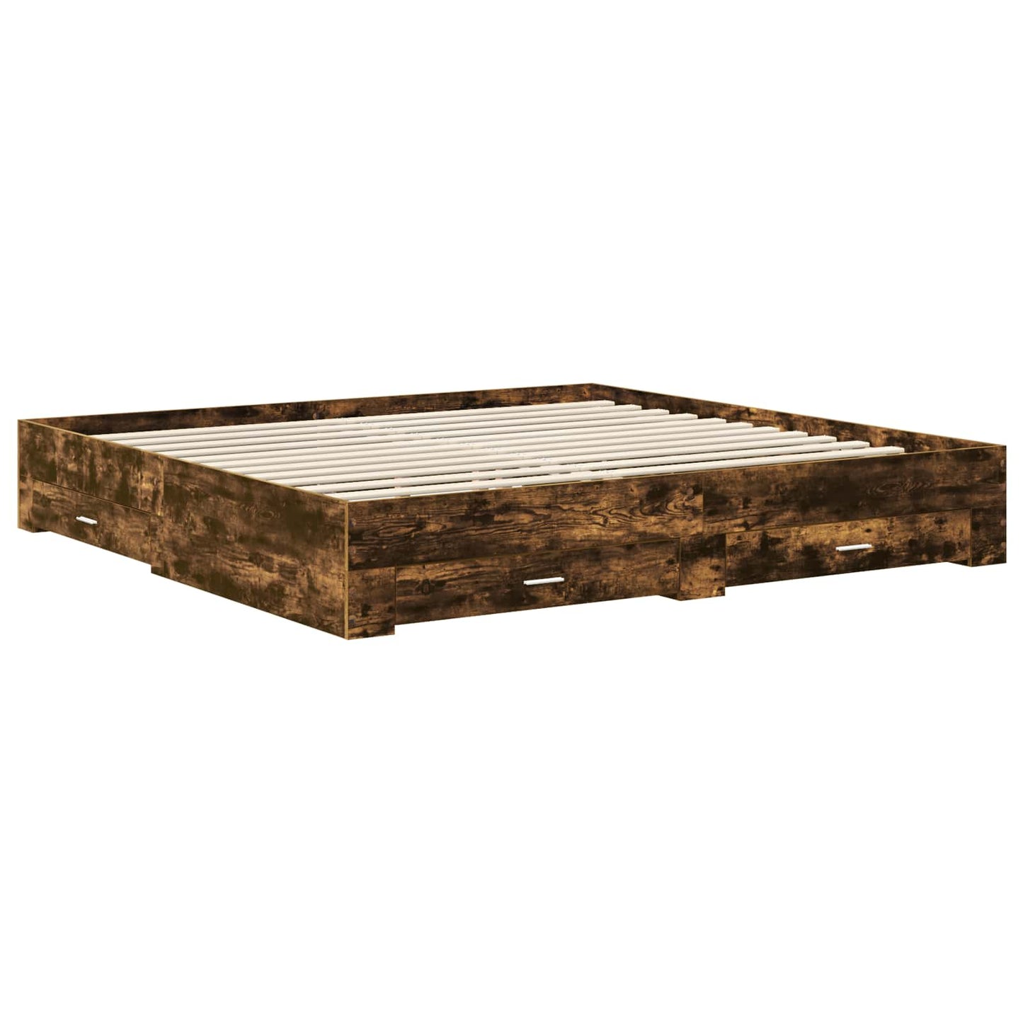 Struttura del letto con cassetto Rovere Fumo 200 x 200 cm | homemem39