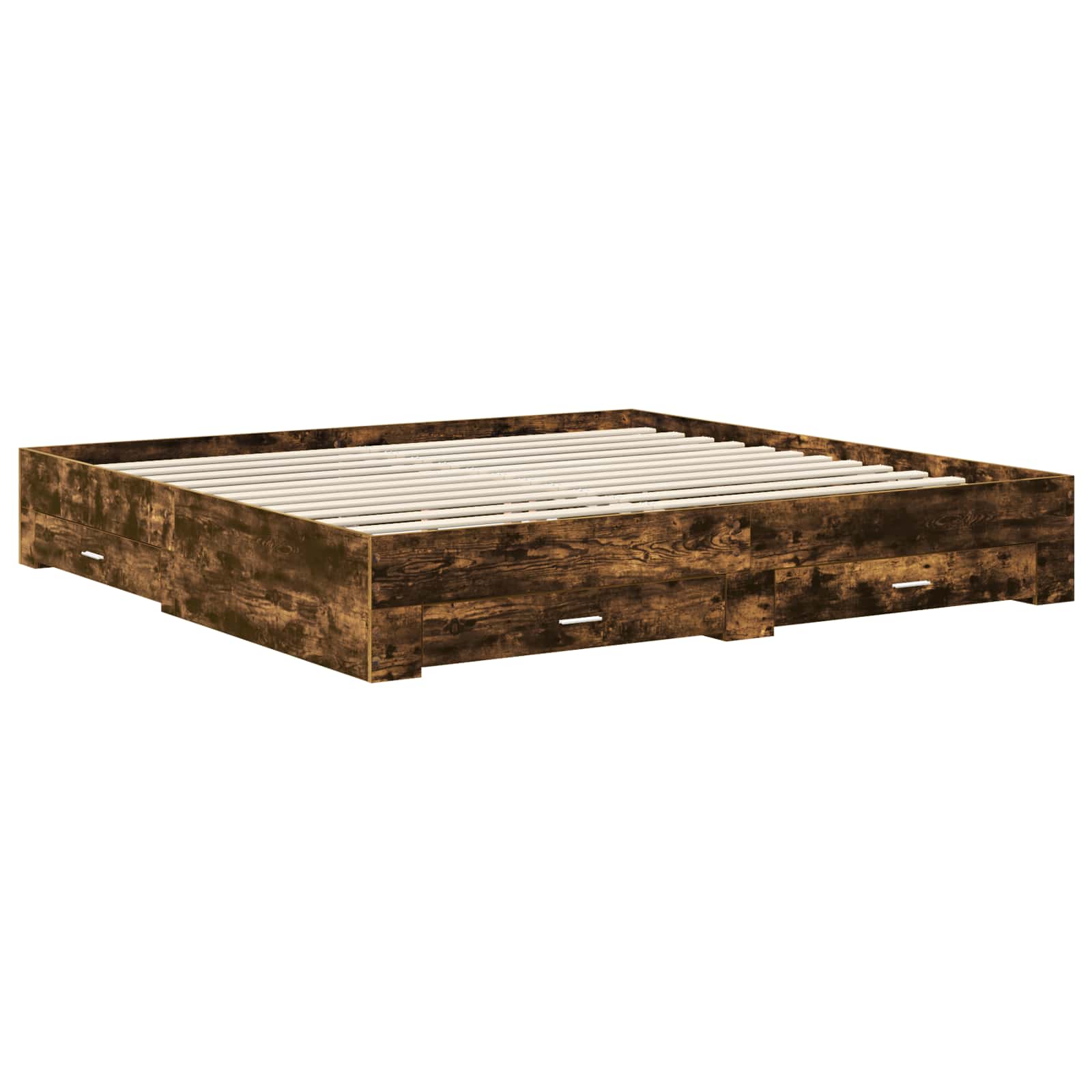 Struttura del letto con cassetto Rovere Fumo 200 x 200 cm | homemem39