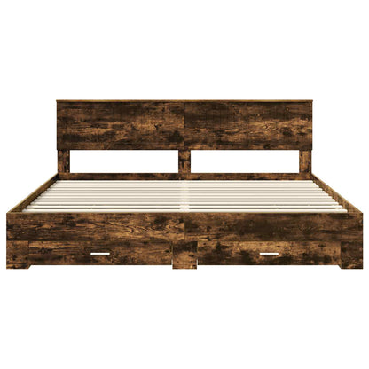 Struttura del letto con cassetto Rovere Fumo 200 x 200 cm | homemem39