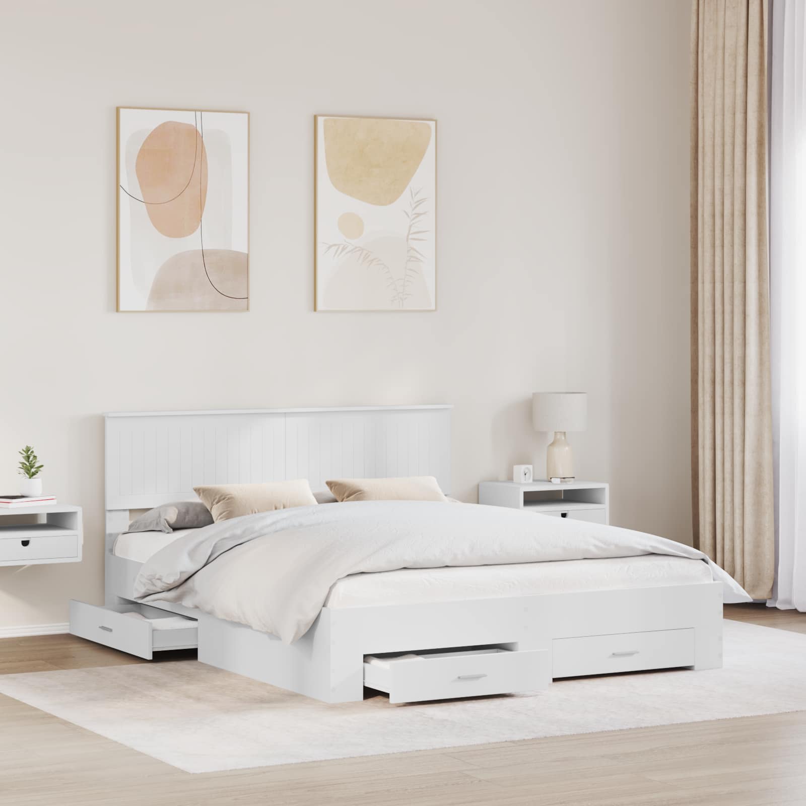 Struttura del letto Bianco 160 x 200 cm Legno ingegnerizzato | homemem39