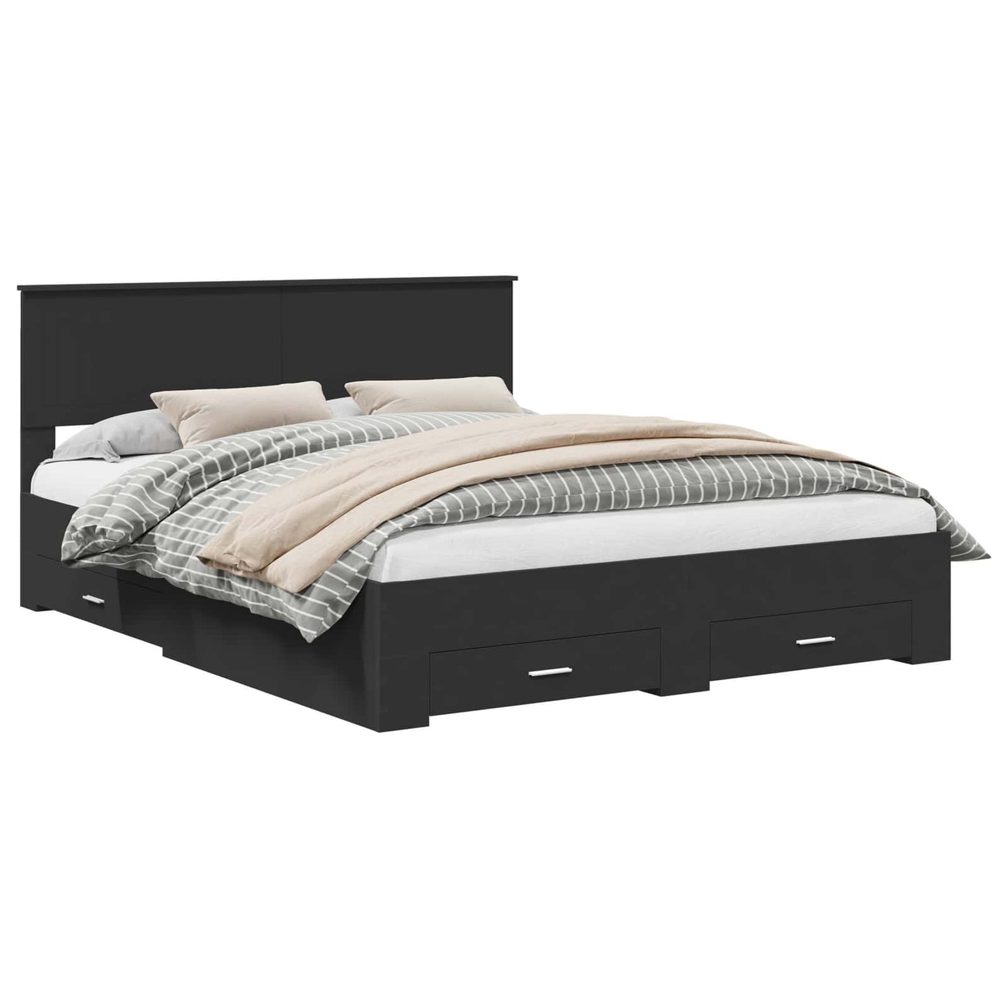 Struttura del letto Nero 160 x 200 cm Legno multistrato