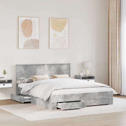 Struttura del letto con cassetto Grigio Cemento 160 x 200 cm | homemem39