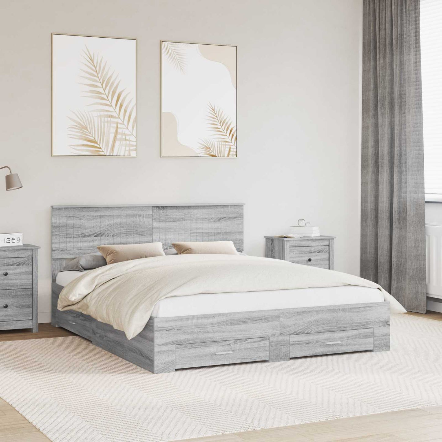 Struttura del letto con cassetto Sonoma grigio 160 x 200 cm | homemem39