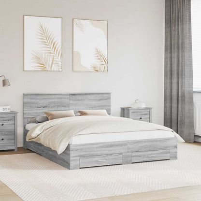 Struttura del letto con cassetto Sonoma grigio 160 x 200 cm | homemem39