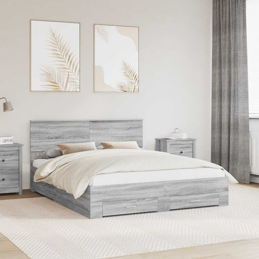 Struttura del letto con cassetto Sonoma grigio 160 x 200 cm | homemem39