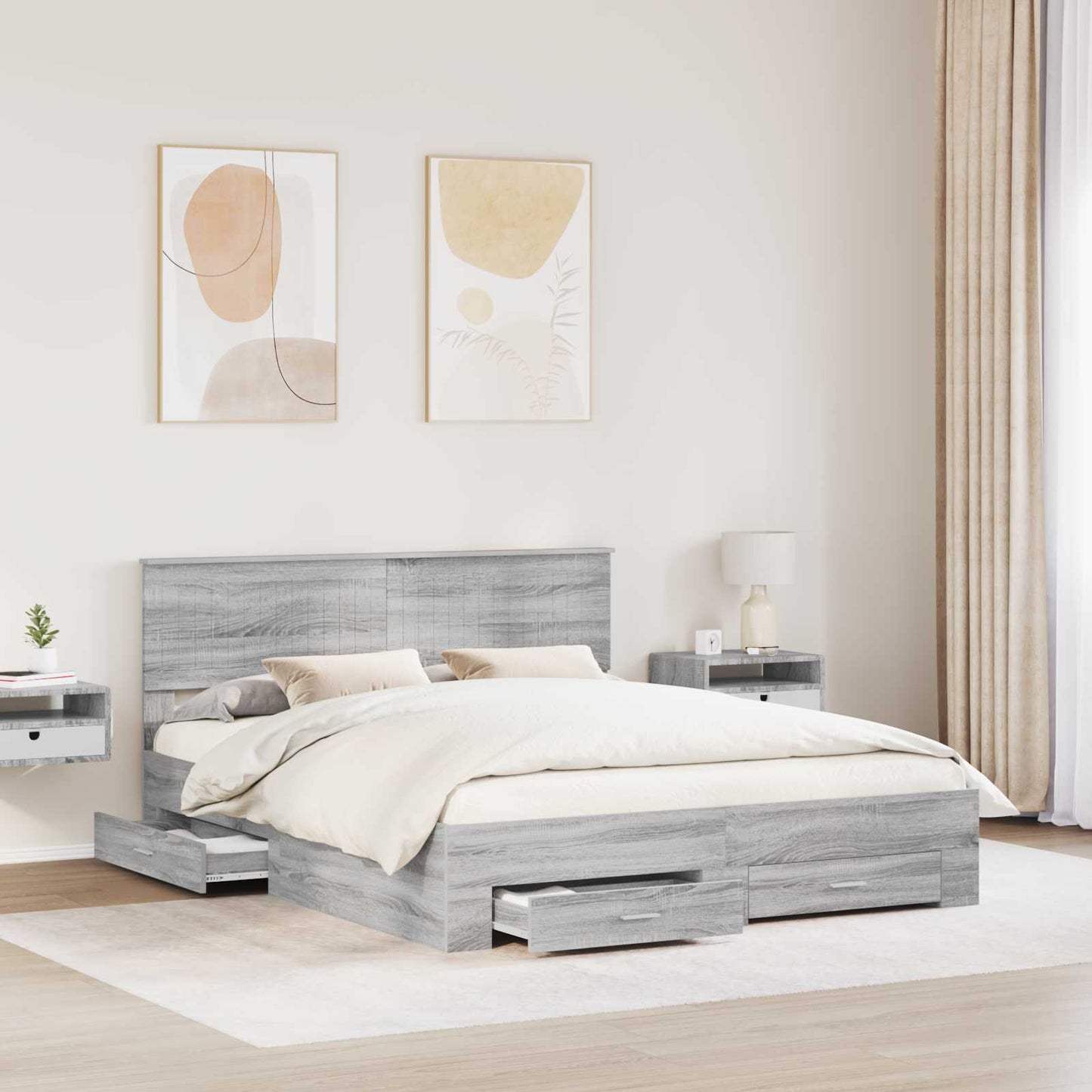 Struttura del letto con cassetto Sonoma grigio 160 x 200 cm | homemem39