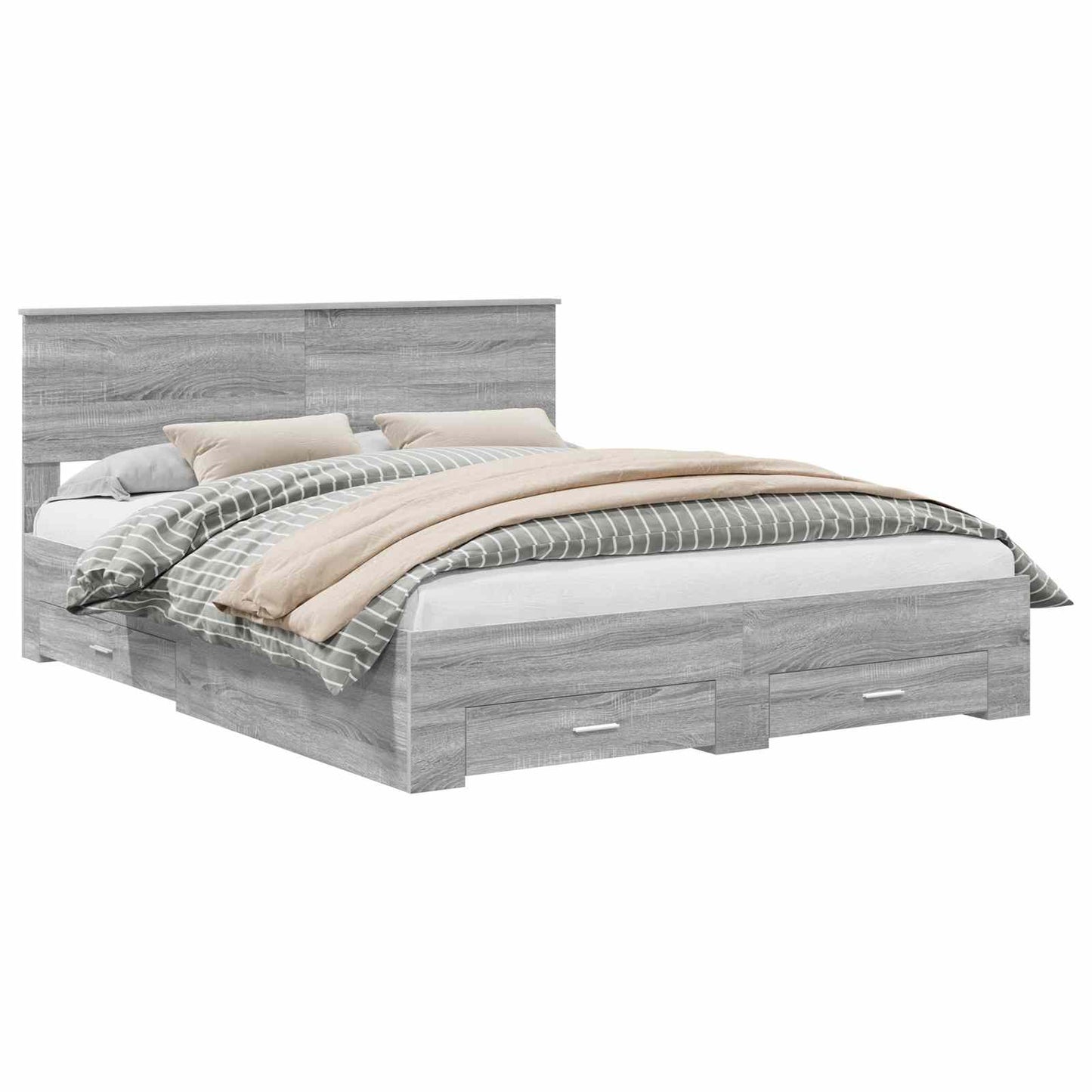 Struttura del letto con cassetto Sonoma grigio 160 x 200 cm | homemem39
