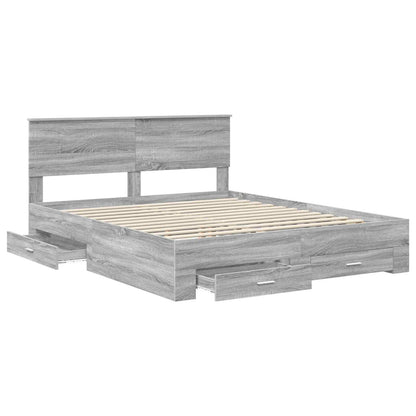 Struttura del letto con cassetto Sonoma grigio 160 x 200 cm | homemem39