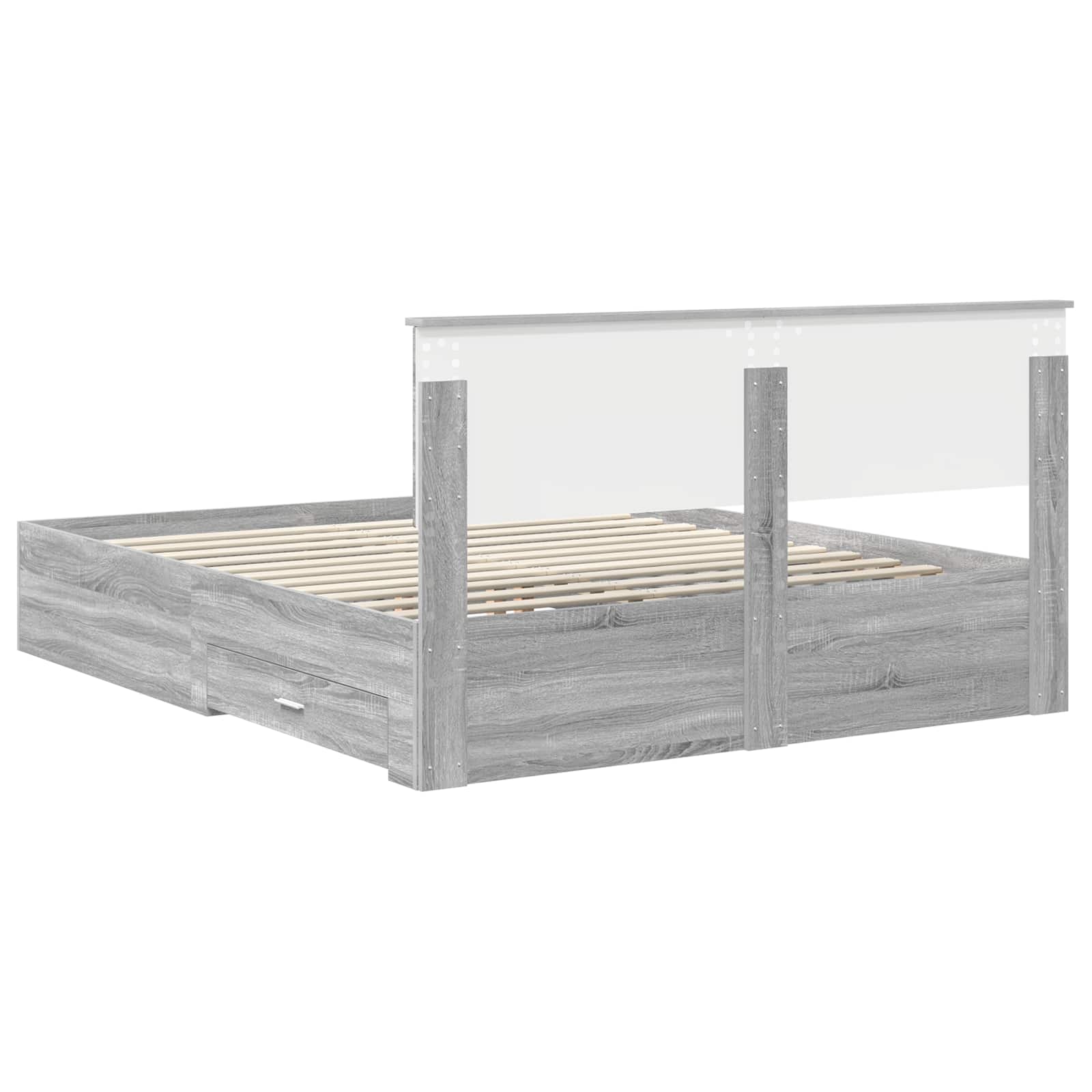 Struttura del letto con cassetto Sonoma grigio 160 x 200 cm | homemem39