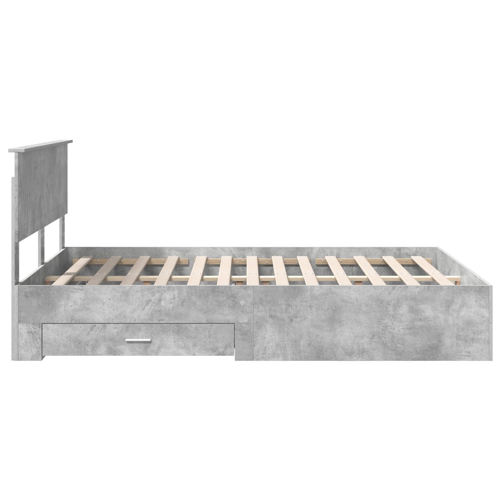 Struttura del letto con cassetto Grigio Cemento 140 x 200 cm | homemem39