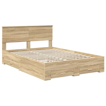 Struttura del letto con cassetto Rovere Sonoma 140 x 190 cm | homemem39