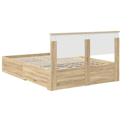 Struttura del letto con cassetto Rovere Sonoma 140 x 190 cm | homemem39