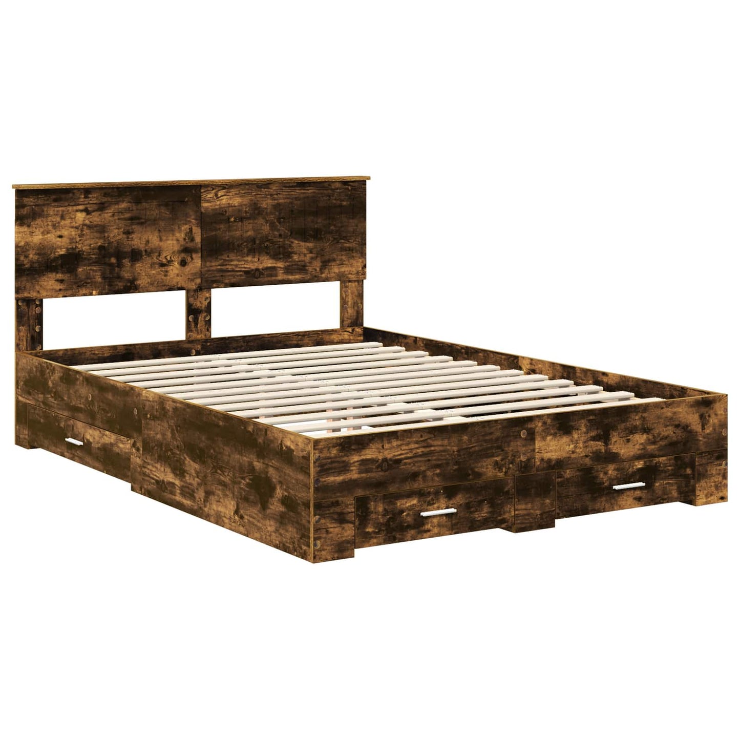 Struttura del letto con cassetto Rovere Fumo 140 x 190 cm | homemem39