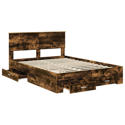 Struttura del letto con cassetto Rovere Fumo 140 x 190 cm | homemem39