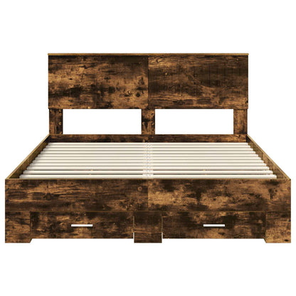 Struttura del letto con cassetto Rovere Fumo 140 x 190 cm | homemem39