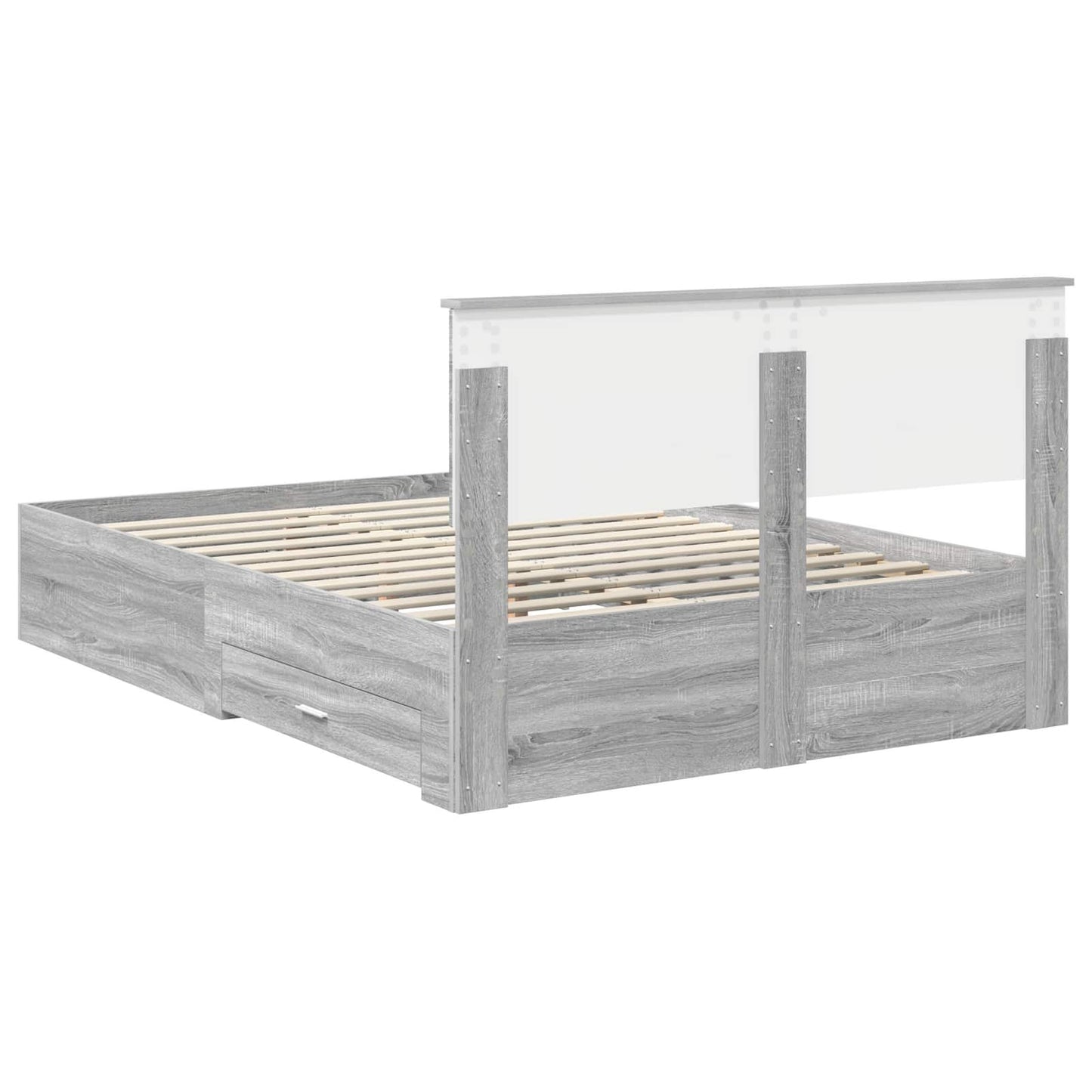Struttura del letto con cassetto Sonoma grigio 140 x 190 cm | homemem39