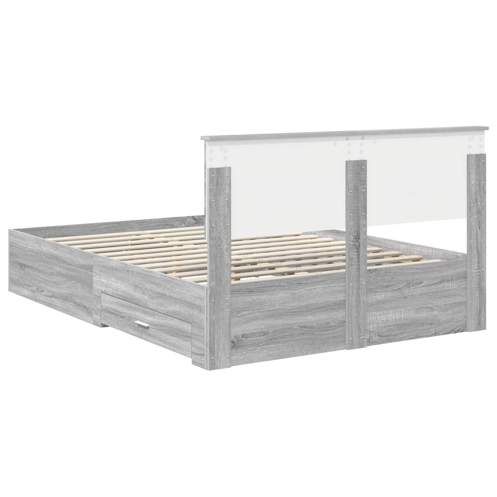 Struttura del letto con cassetto Sonoma grigio 140 x 190 cm | homemem39