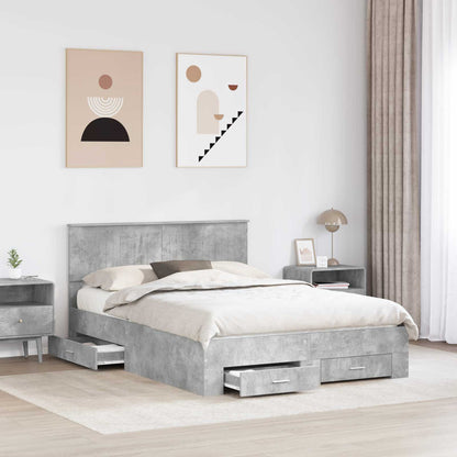 Struttura del letto con cassetto Grigio Cemento 135 x 190 cm | homemem39