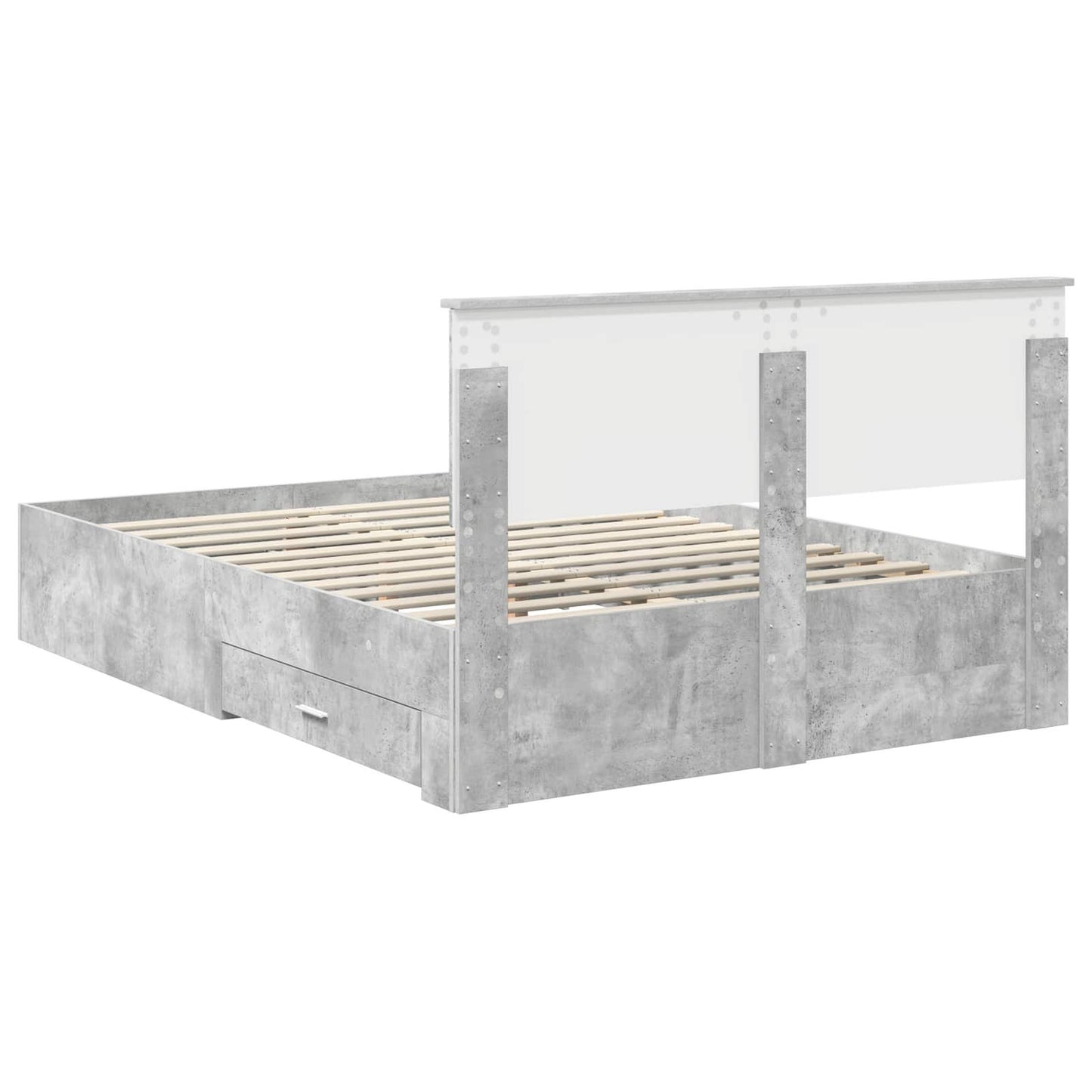 Struttura del letto con cassetto Grigio Cemento 135 x 190 cm | homemem39