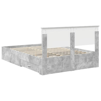 Struttura del letto con cassetto Grigio Cemento 135 x 190 cm | homemem39