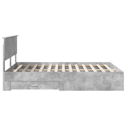 Struttura del letto con cassetto Grigio Cemento 135 x 190 cm | homemem39