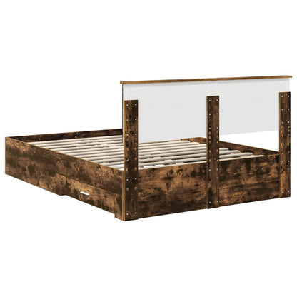 Struttura del letto con cassetto Rovere Fumo 135 x 190 cm | homemem39