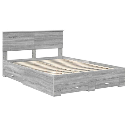Struttura del letto con cassetto Sonoma grigio 135 x 190 cm | homemem39