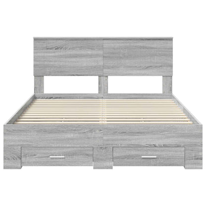 Struttura del letto con cassetto Sonoma grigio 135 x 190 cm | homemem39