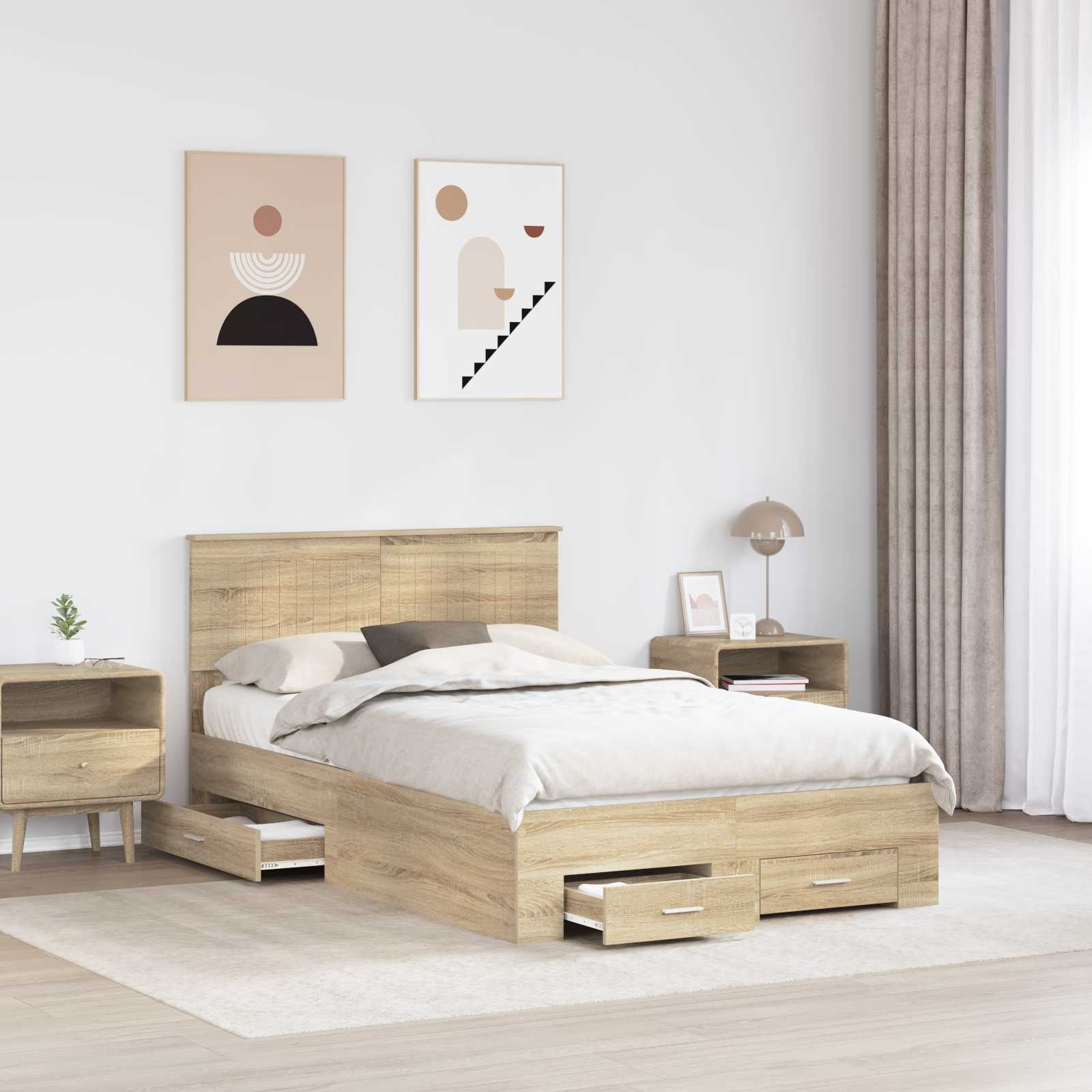 Struttura del letto con cassetto Rovere Sonoma 120 x 200 cm | homemem39