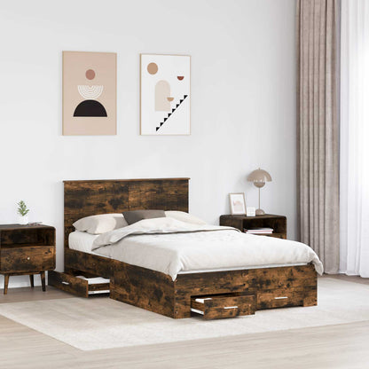 Struttura del letto con cassetto Rovere Fumo 120 x 200 cm | homemem39