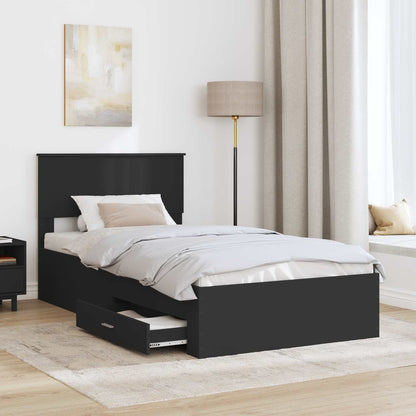 Struttura del letto con cassetto Nero e Argento 100 x 200 cm | homemem39
