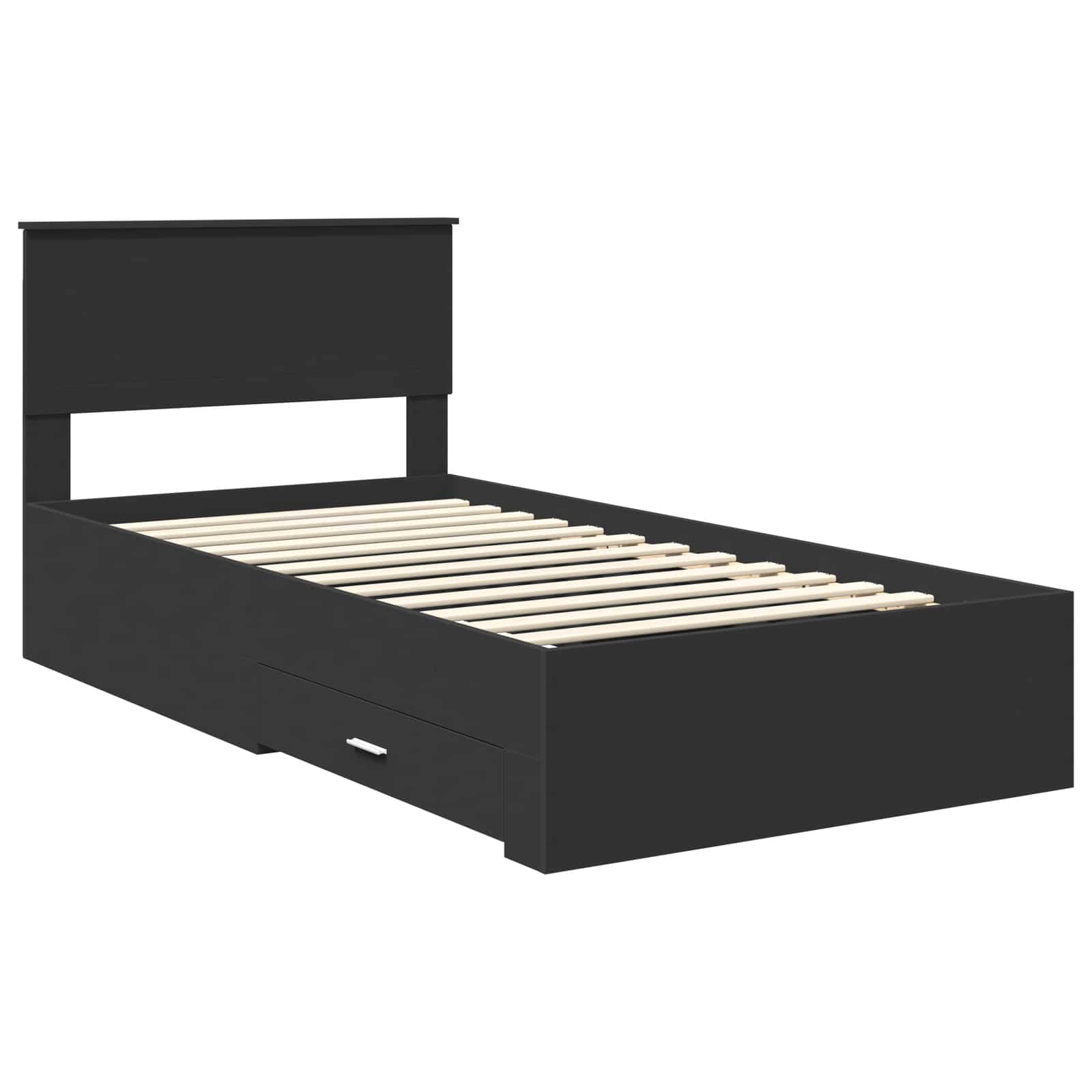 Struttura del letto con cassetto Nero e Argento 100 x 200 cm | homemem39