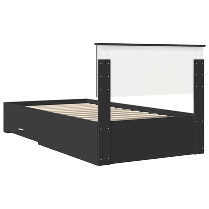 Struttura del letto con cassetto Nero e Argento 100 x 200 cm | homemem39