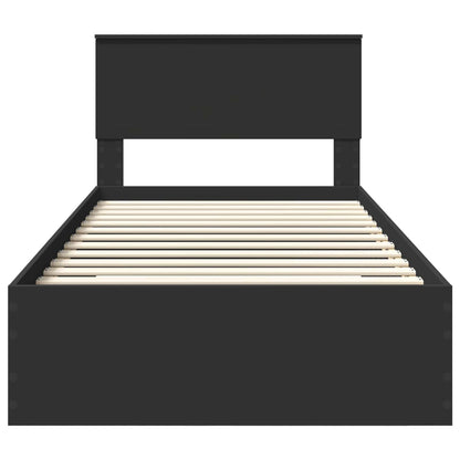 Struttura del letto con cassetto Nero e Argento 100 x 200 cm | homemem39