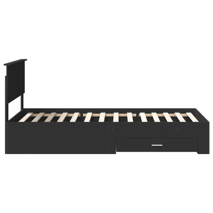 Struttura del letto con cassetto Nero e Argento 100 x 200 cm | homemem39