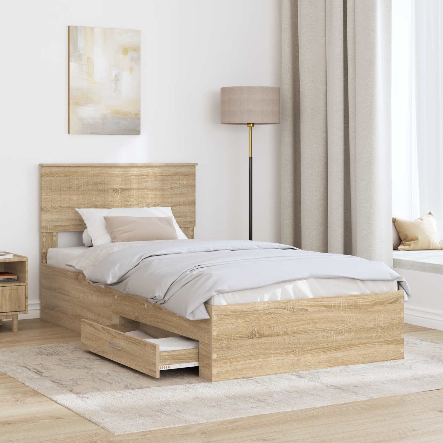 Struttura del letto con cassetto Rovere Sonoma 100 x 200 cm