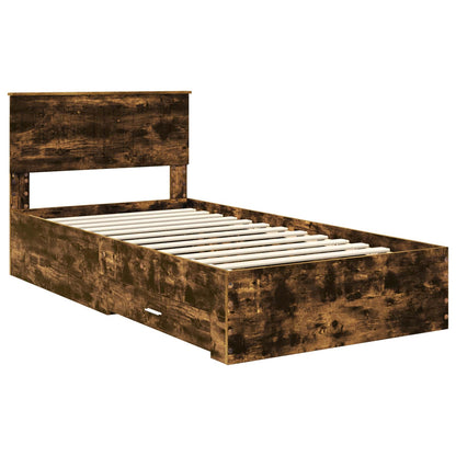 Struttura del letto con cassetto Rovere Fumo 100 x 200 cm | homemem39
