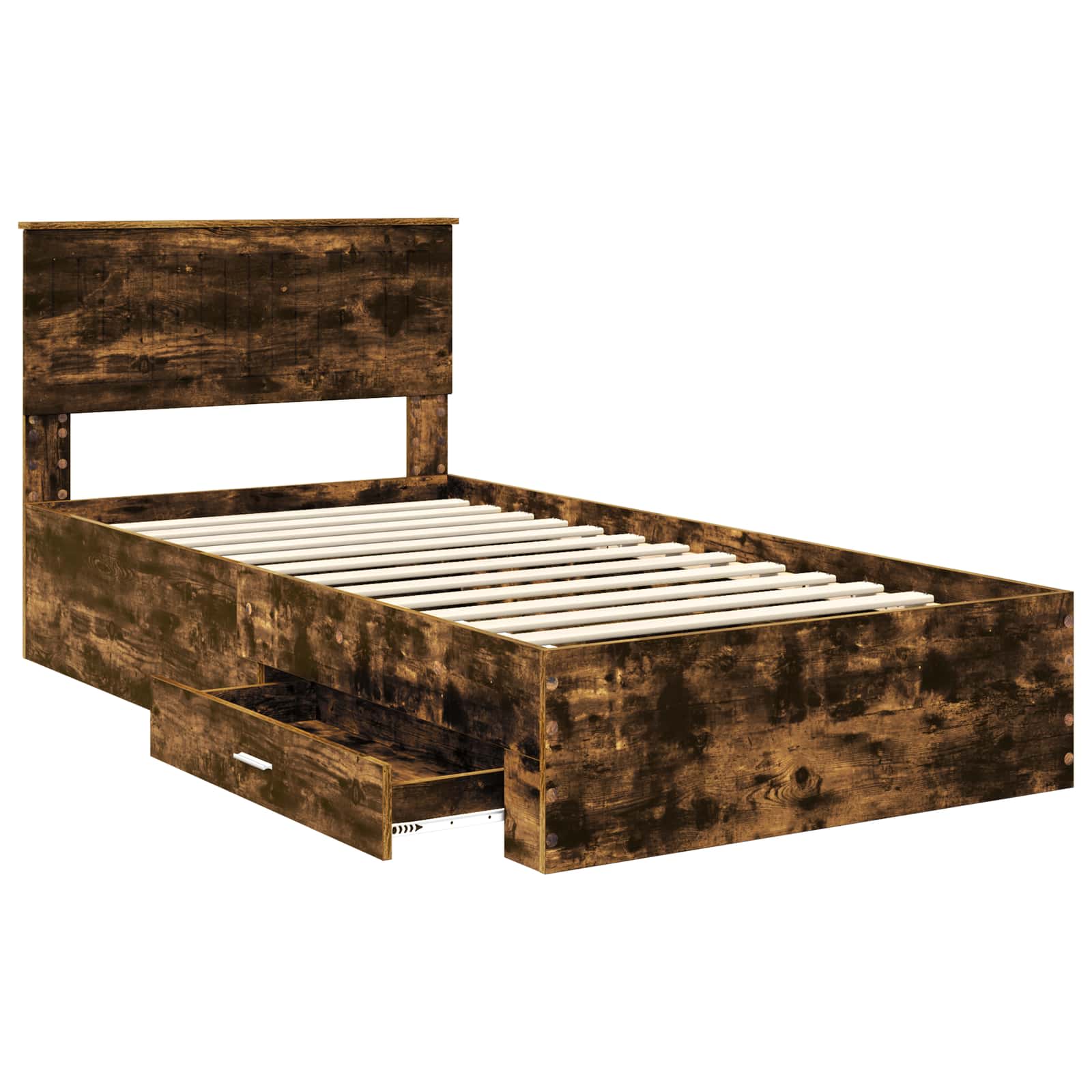 Struttura del letto con cassetto Rovere Fumo 100 x 200 cm | homemem39