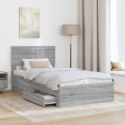 Struttura del letto con cassetto Sonoma grigio 100 x 200 cm | homemem39