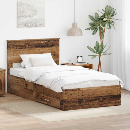 Struttura del letto con cassetto Legno antico 100 x 200 cm