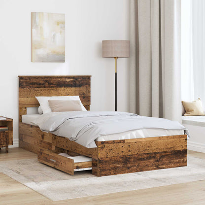 Struttura del letto con cassetto Legno antico 100 x 200 cm