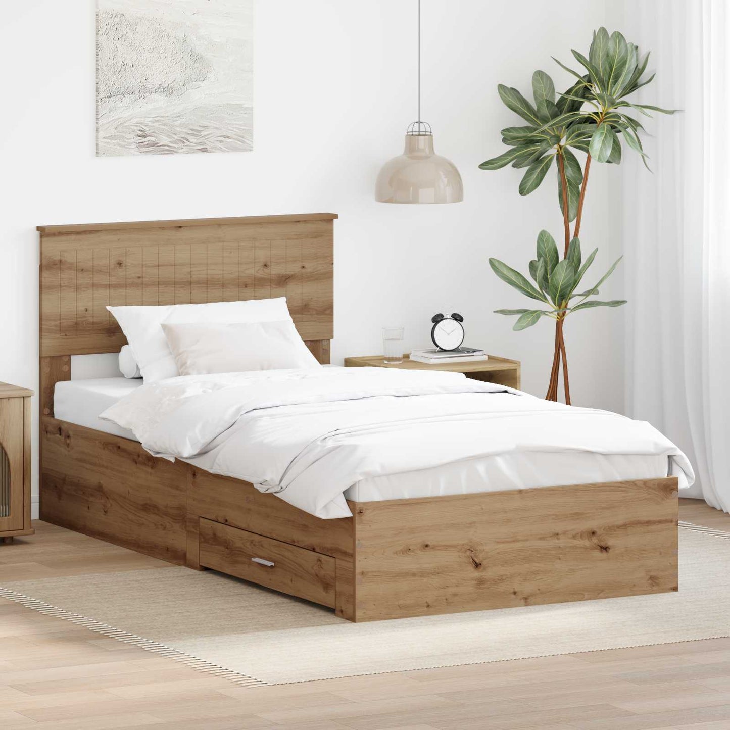 Struttura del letto Rovere Artigianale 100 x 200 cm | homemem39