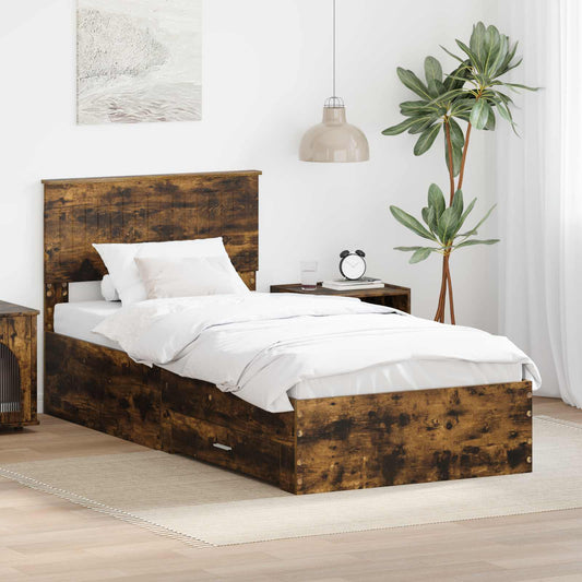 Struttura del letto con cassetto Rovere Fumo 90 x 200 cm | homemem39