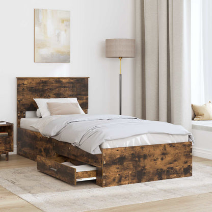 Struttura del letto con cassetto Rovere Fumo 90 x 200 cm | homemem39