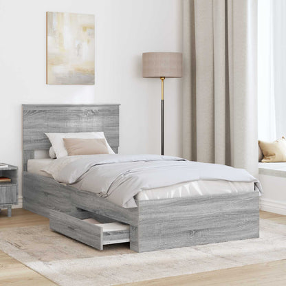Struttura del letto con cassetto Sonoma grigio 90 x 200 cm | homemem39