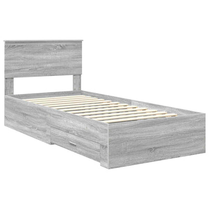 Struttura del letto con cassetto Sonoma grigio 90 x 200 cm | homemem39