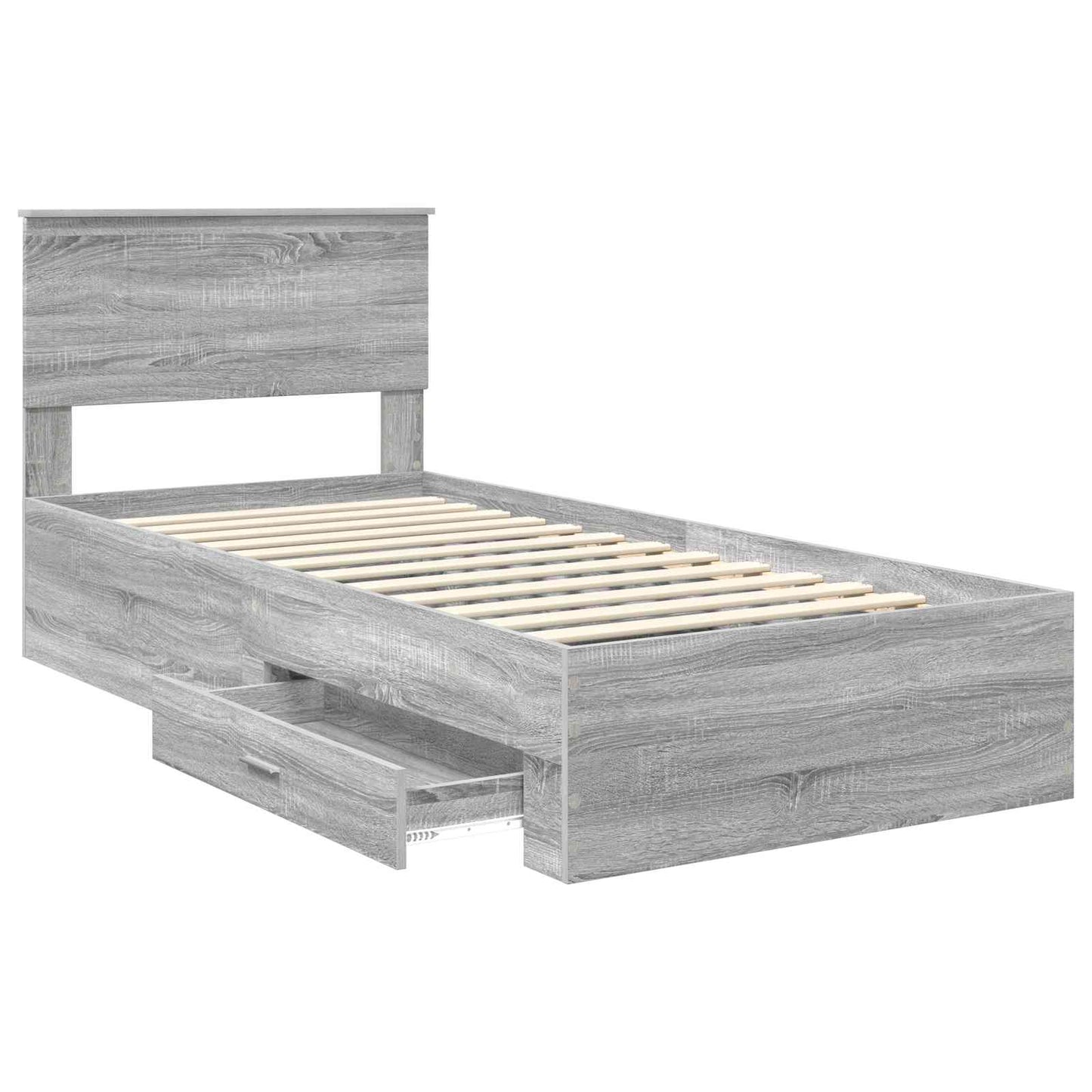 Struttura del letto con cassetto Sonoma grigio 90 x 200 cm | homemem39