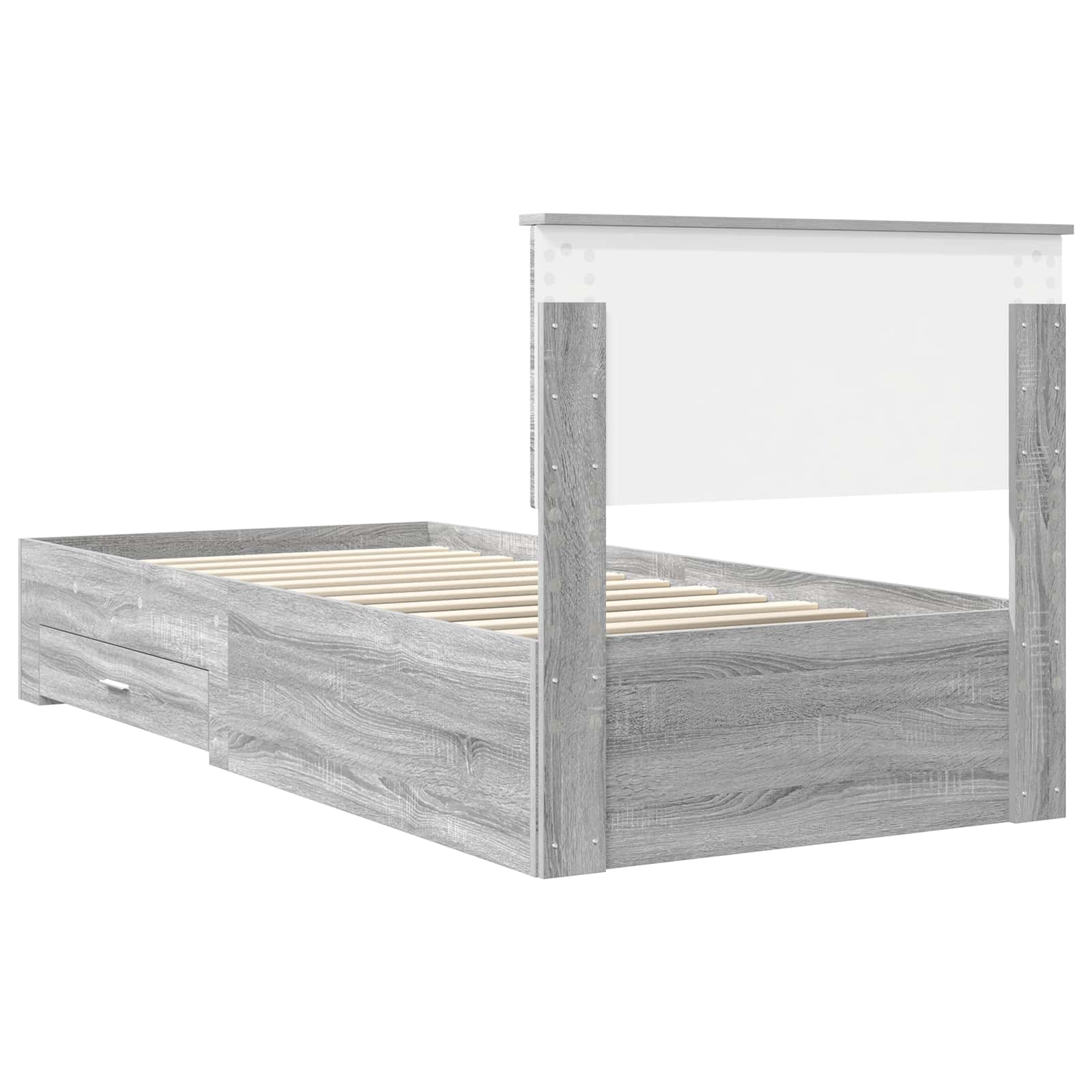 Struttura del letto con cassetto Sonoma grigio 90 x 200 cm | homemem39