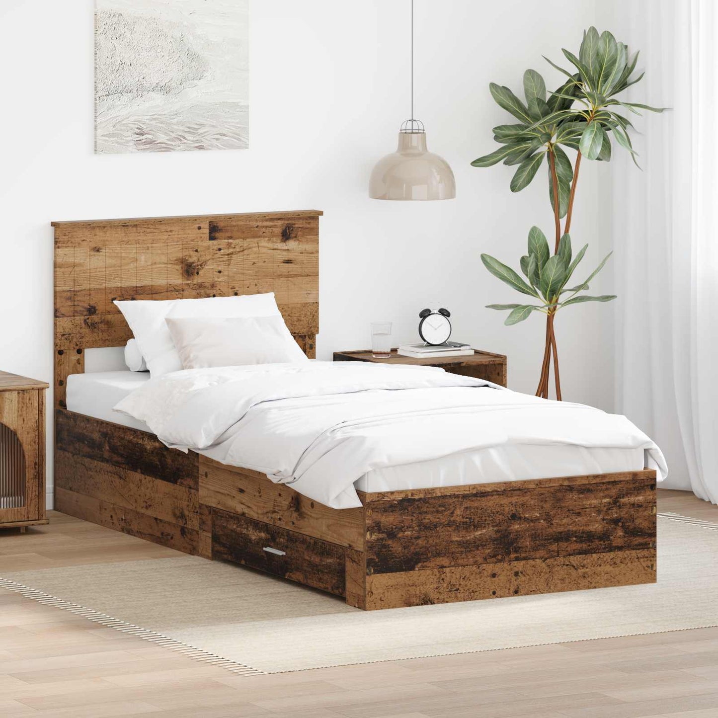 Struttura del letto con cassetto Legno antico 90 x 200 cm | homemem39
