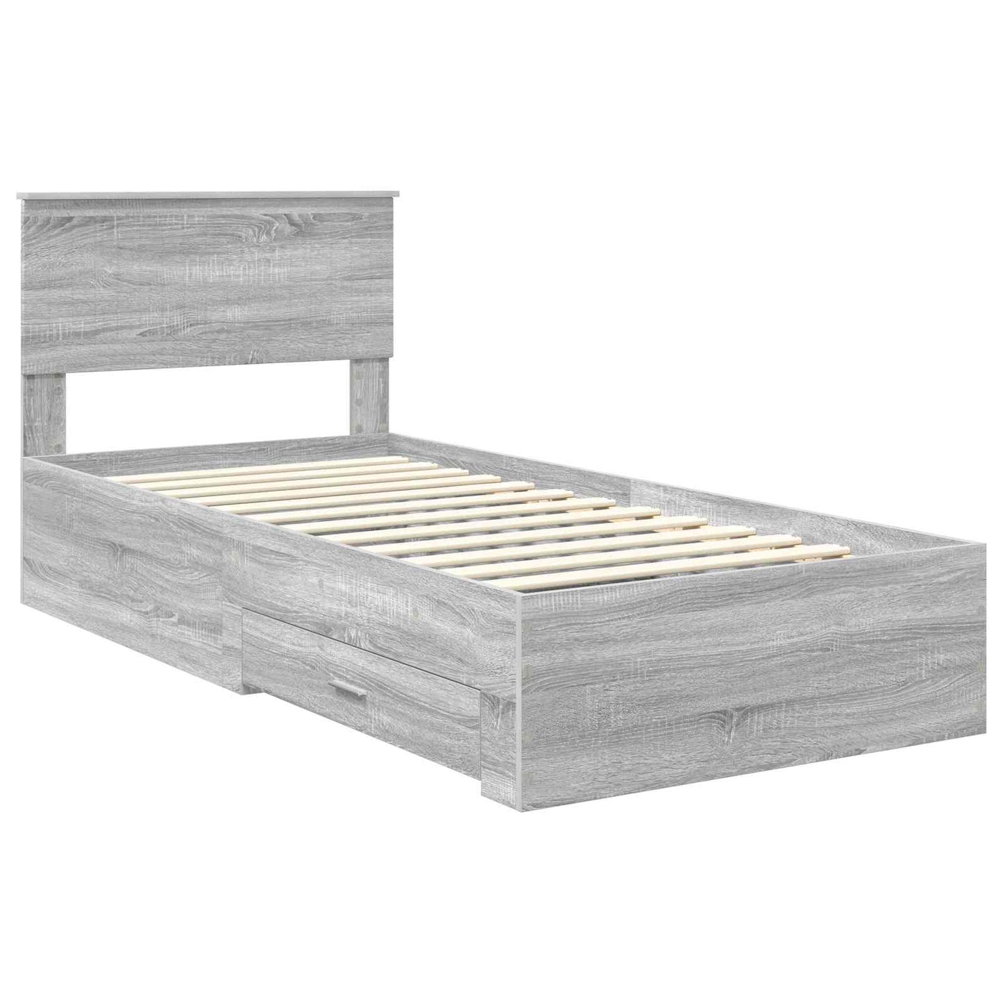 Struttura del letto con cassetto Sonoma grigio 90 x 190 cm | homemem39